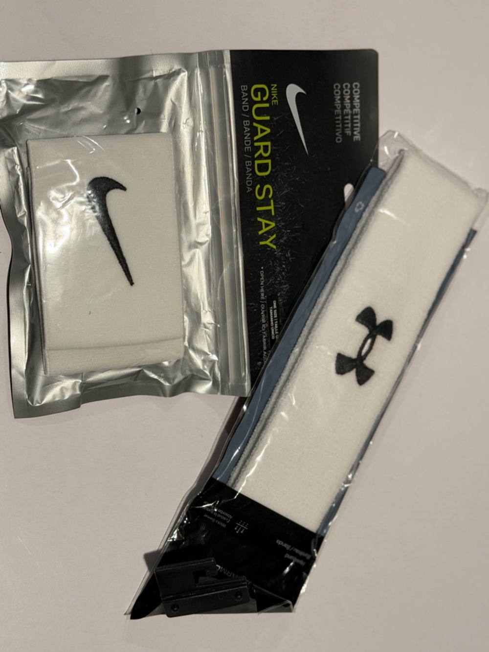 Nike White and Black Guard Stay Wristbands includes all pictured